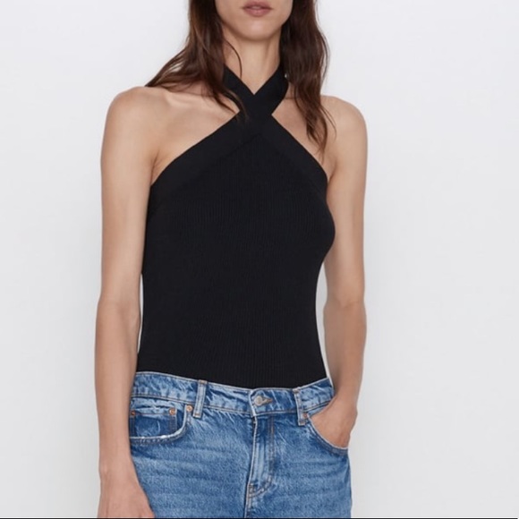 black tie halter top